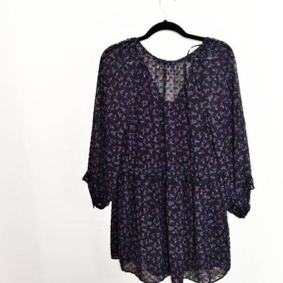 Zara V Neck Long Sleeve Floral Ruffled Dress Size Xs - Picture 2 of 5